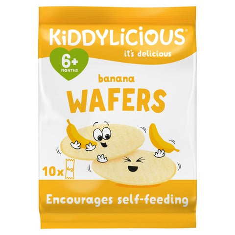 Kiddylicious Banana Maxi Wafers Baby Snacks Multi 10 x 4g (Pack of 3)