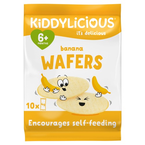 Kiddylicious Banana Maxi Wafers Baby Snacks Multi 10 x 4g (Pack of 3)