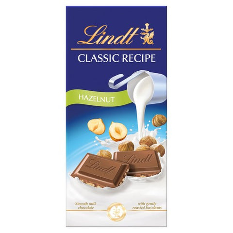 Lindt Classic Recipe Hazelnut Milk Chocolate Bar 100g (Pack of 3)