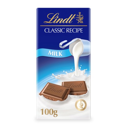 Lindt Classic Recipe Milk Chocolate Bar 100g (Pack of 3)