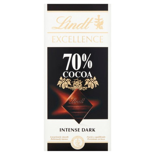 Lindt Excellence 70% Cocoa Dark Chocolate Bar 100g (Pack of 3)