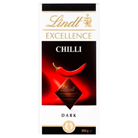 Lindt Excellence Dark Chilli Chocolate Bar 100g (Pack of 3)