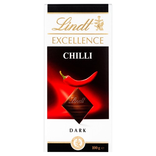 Lindt Excellence Dark Chilli Chocolate Bar 100g (Pack of 3)