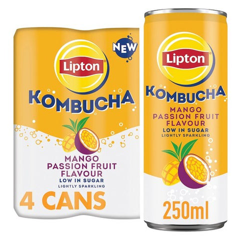 Lipton Mango & Passionfruit Kombucha 4 x 250ml (Pack of 2)