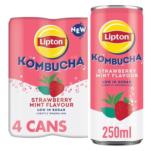 Lipton Strawberry & Mint Kombucha 4 x 250ml (Pack of 2)