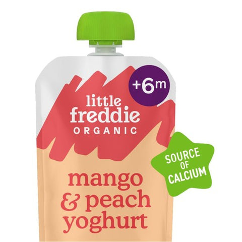 Little Freddie Organic Mango Peach Yoghurt Food Pouch 6+ Months 100g (Pack 3)