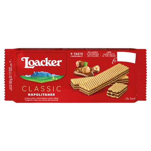 Loacker Napolitaner Hazelnut Cream Wafer 90g (Pack of 3)
