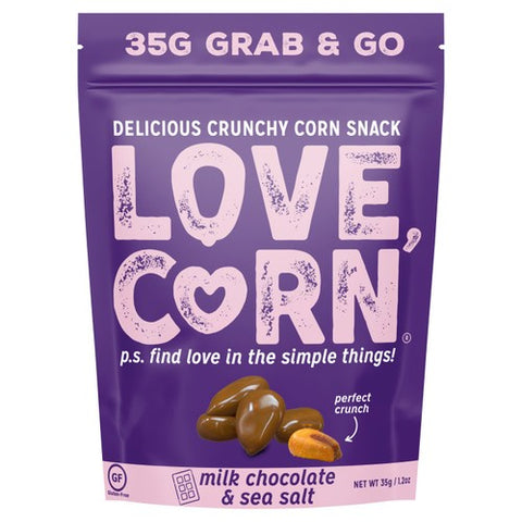 LOVE CORN Milk Chocolate & Sea Salt 35g (Pack of 6)