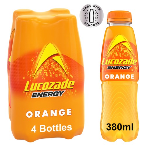 Lucozade Energy Drink Orange 4 x 380ml (Pack of 2)