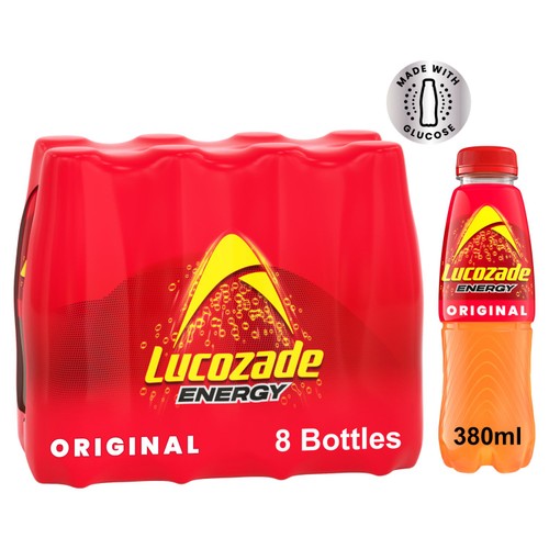Lucozade Energy Drink Original 8 x 380ml (Pack of 2)