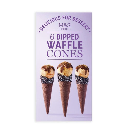 M&S 6 Dipped Waffle Cones 6 x 34g (Pack of 2)