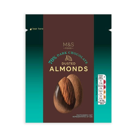 M&S 70% Dark Chocolate Cocoa Dusted Almonds 100g (Pack of 3)