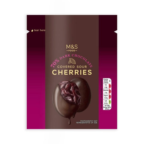 M&S 70% Dark Chocolate Sour Cherries 130g (Pack of 3)