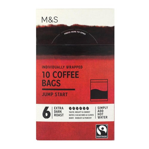 M&S Individually Wrapped Jump Start Coffee Bags 10 x 7.5g (Pack of 2)