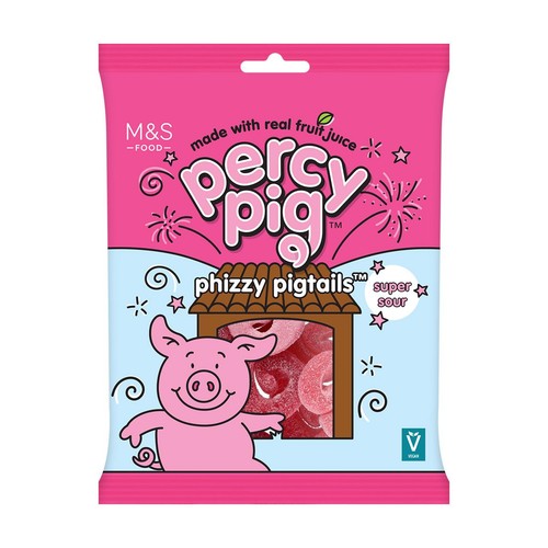 M&S Percy Pig Phizzy Pigtails 170g (Pack of 6)