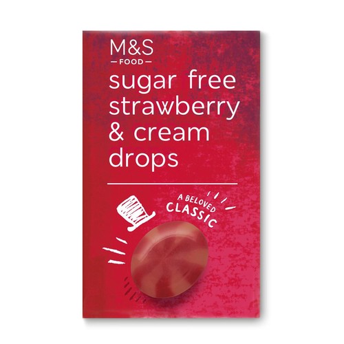 M&S Sugar Free Strawberry & Cream Drops 42g (Pack of 6)