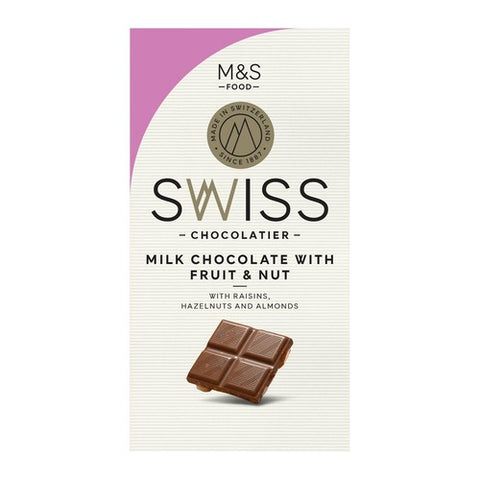 M&S Swiss Extra Fine Milk Chocolate with Fruit & Nut 150g (Pack of 3)