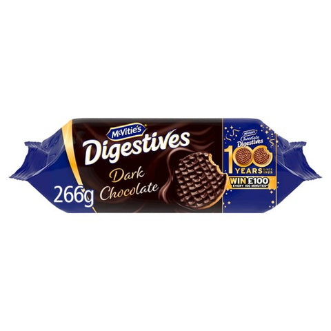 McVitie's Dark Chocolate Digestives Biscuits 266g (Pack of 2)