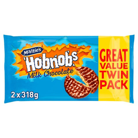 McVitie's Hobnobs Milk Chocolate Biscuits Twin Pack 2 x 318g (Pack of 2)