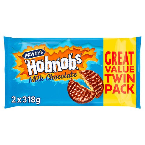 McVitie's Hobnobs Milk Chocolate Biscuits Twin Pack 2 x 318g (Pack of 2)