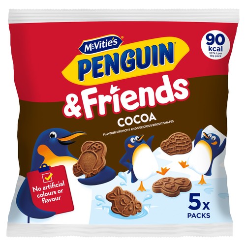 McVitie's Penguin & Friends Cocoa Mini Biscuits Multipack 5 x 20g (Pack of 3)