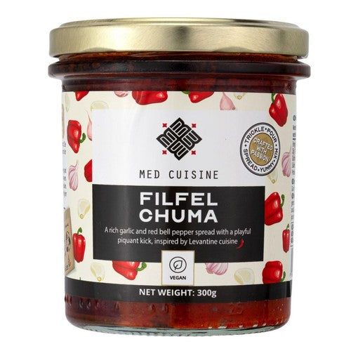 Med Cuisine Filfel Chuma Roasted Red Peppers, Garlic Spices Spread 300g (Pack 2)