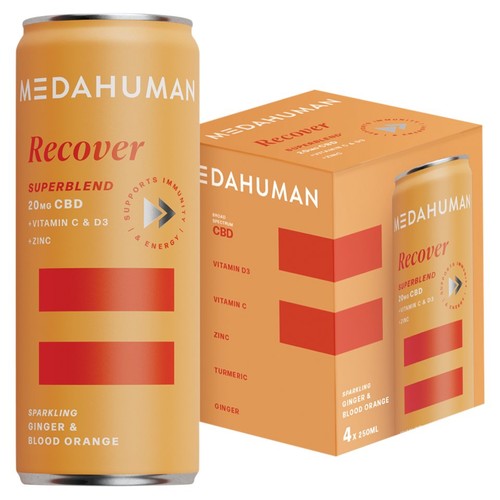 Medahuman Recover CBD Drink Ginger & Blood Orange 4 x 250ml (Pack of 2)