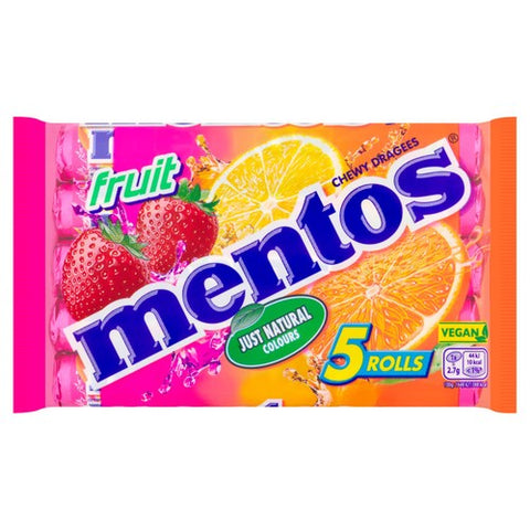 Mentos Chewy Fruit Sweets Multipack 5 x 38g (Pack of 6)