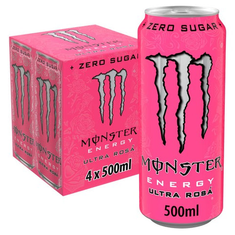 Monster Energy Drink Ultra Rosa Zero Sugar 4 x 500ml (Pack of 2)