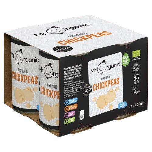 Mr Organic Chickpeas 4 x 400g (Pack of 2)