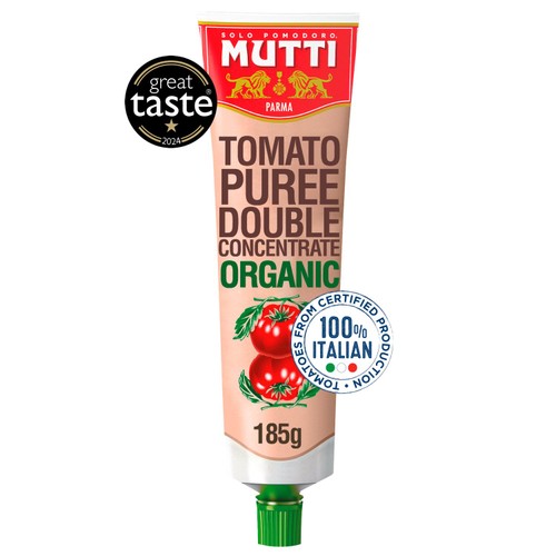 Mutti Organic Double Concentrate Italian Tomato Puree 185g (Pack of 2)