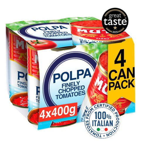 Mutti Polpa Finely Chopped Italian Tomatoes 4 x 400g (Pack of 2)
