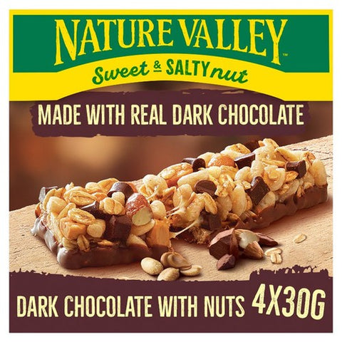 Nature Valley Sweet Salty Nut Dark Chocolate with Peanuts Bars 4 x 30g (Pack 3)