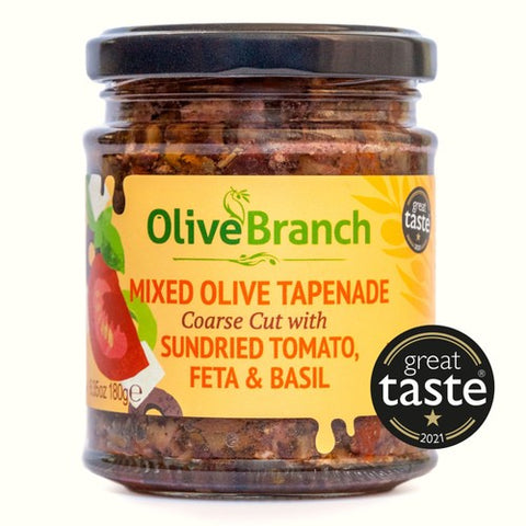 Olive Branch Olive Tapenade with Sundried Tomato, Feta Greek Basil 180g (Pack 2)