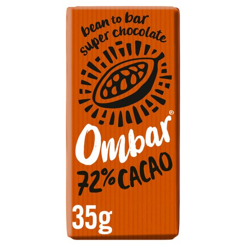 Ombar 72% Cacao Organic Vegan Fair Trade Dark Chocolate 35g (Pack of 3)