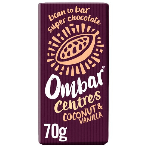 Ombar Centres Coconut Vanilla Organic Vegan Fair Trade Chocolate 70g (Pack 3)