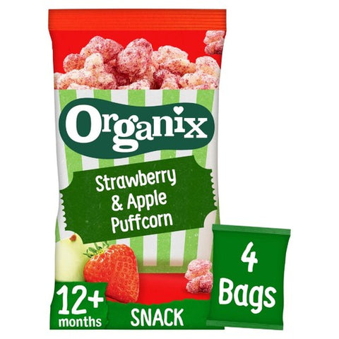 Organix Strawberry Puffcorn Toddler Snacks Multipack 12 months+ 4 x 10g (Pack 2)