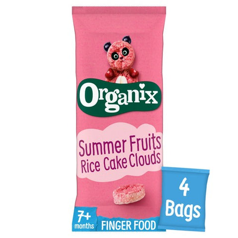 Organix Summer Fruits Rice Cake Clouds Baby Snacks 7 months+, 4 x 18g (Pack 3)