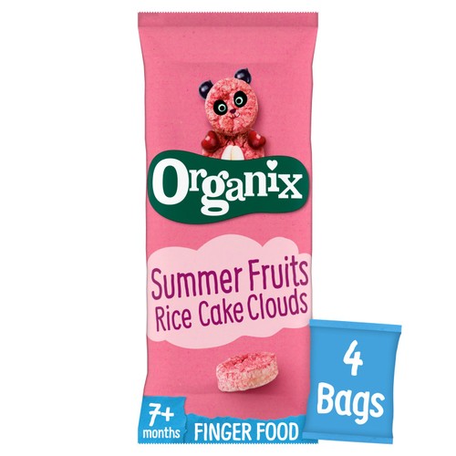 Organix Summer Fruits Rice Cake Clouds Baby Snacks 7 months+, 4 x 18g (Pack 3)