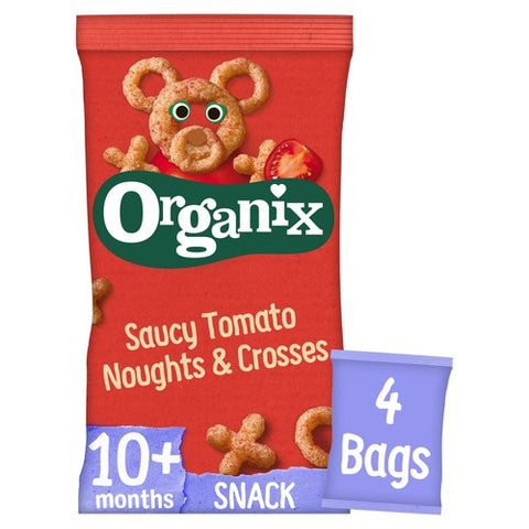 Organix Tomato Noughts Crosses Organic Baby Puffs 10 months+, 4 x 15g (Pack 3)