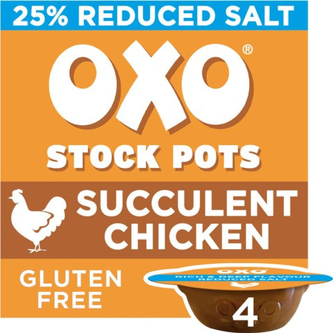 Oxo 4 Reduced Salt Chicken Stock Pots 4 x 20g (Pack of 2)