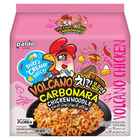 Paldo Volcano Carbonara Chicken Flavoured Instant Noodle Multipack 520g (Pack 2)