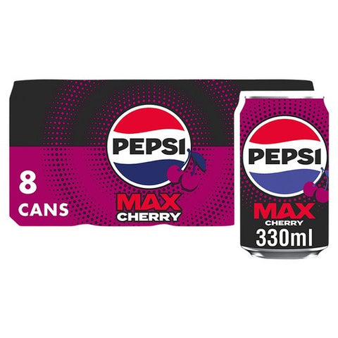 Pepsi Max Cherry 8 x 330ml (Pack of 2)