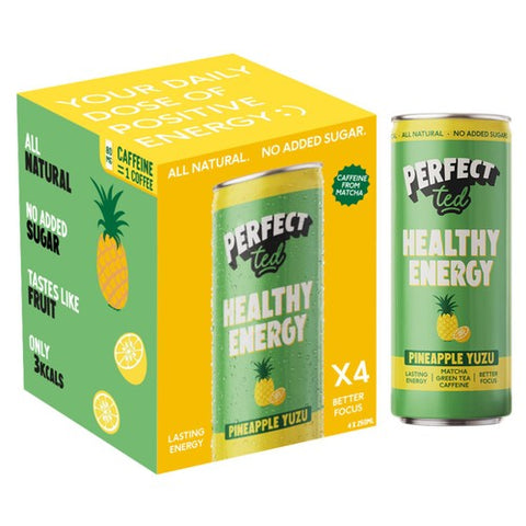 Perfect Ted Natural Energy Pineapple Yuzu 4 x 250ml (Pack of 2)
