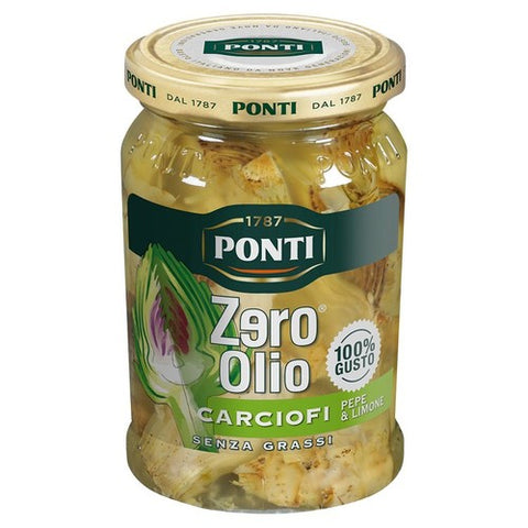 Ponti Zero Oil Pepper & Lemon Artichokes 300g (Pack of 3)
