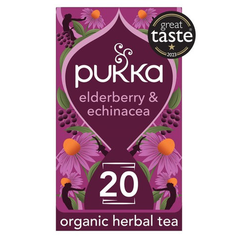 Pukka Organic Elderberry Echinacea Fruit Tea Compostable Tea Bags 20's (Pack 3)