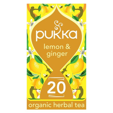 Pukka Organic Lemon, GingerManuka Honey Tea Compostable Herbal TeaBags (Pack 3)