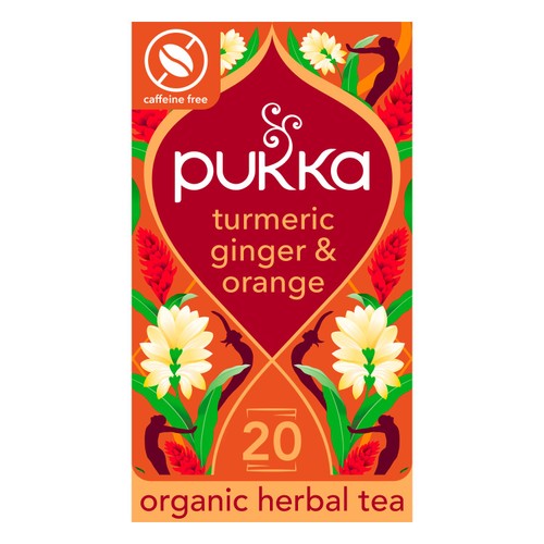 Pukka Turmeric, Ginger Orange Tea Home-Compostable Herbal Tea Bags 20's (Pack 3)