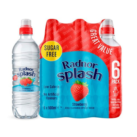 Radnor Splash Strawberry Flavoured Water 6 x 500ml (Pack of 2)