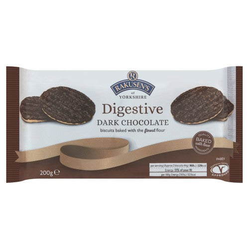 Rakusens Plain Chocolate Digestives 200g (Pack of 2)